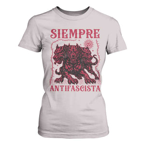 Siempre Antifascista T Shirt For Women Anti Fascism Protest Vintage Hydra Dog TS11 Ice Gray Print Your Wear