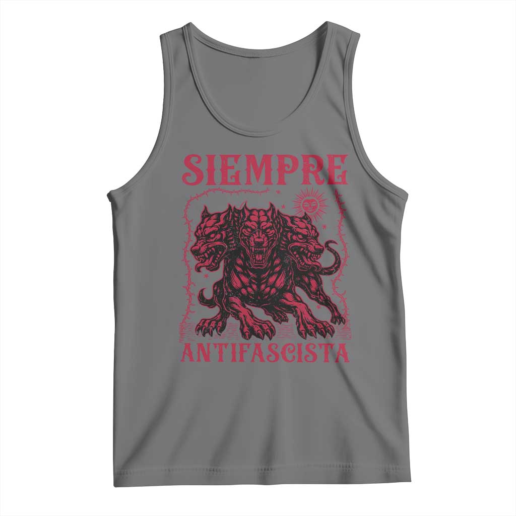 Siempre Antifascista Tank Top Anti Fascism Protest Vintage Hydra Dog TS11 Black Heather Print Your Wear