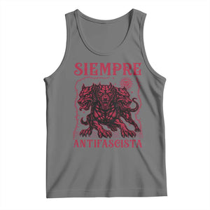 Siempre Antifascista Tank Top Anti Fascism Protest Vintage Hydra Dog TS11 Black Heather Print Your Wear