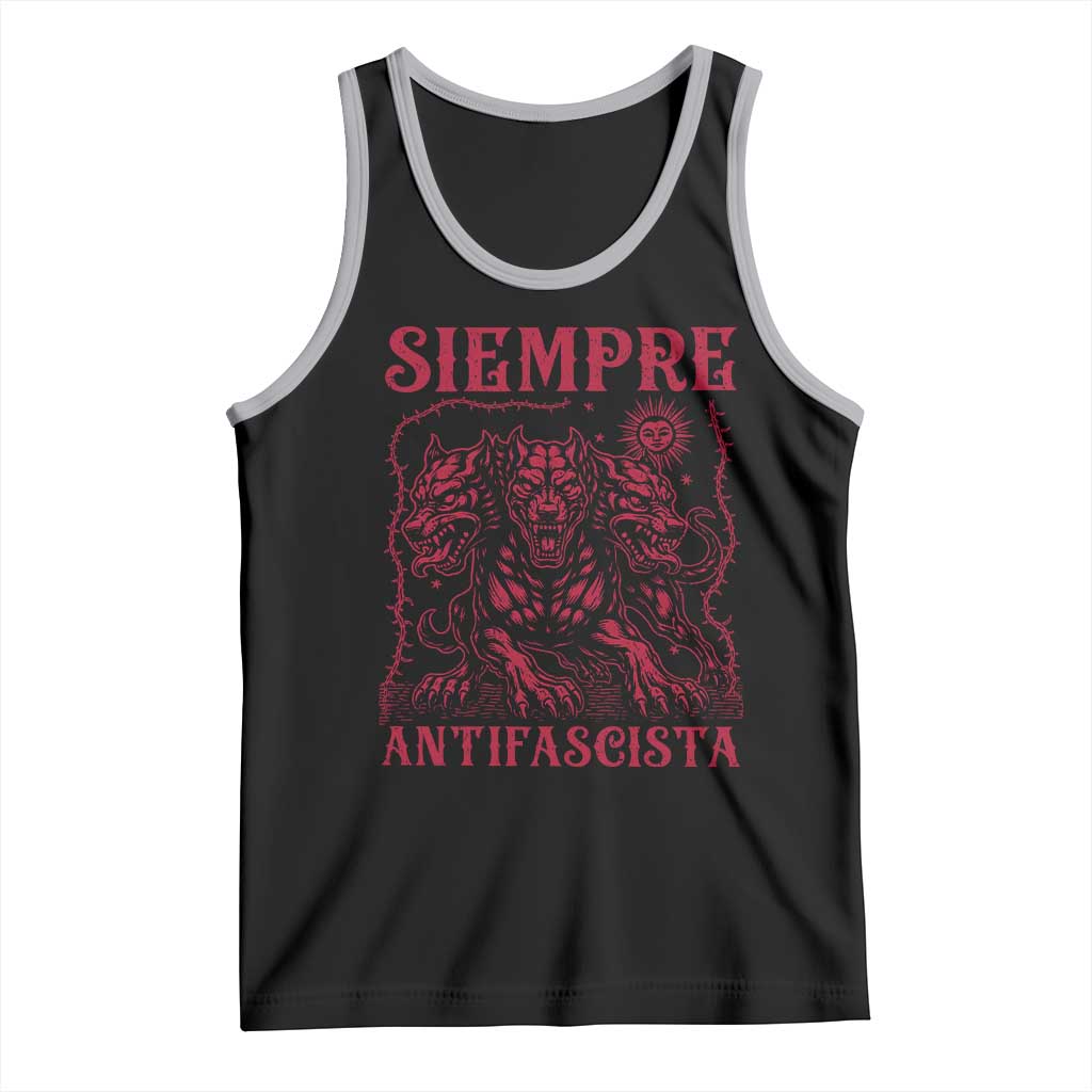 Siempre Antifascista Tank Top Anti Fascism Protest Vintage Hydra Dog TS11 Black Athletic Heather Print Your Wear