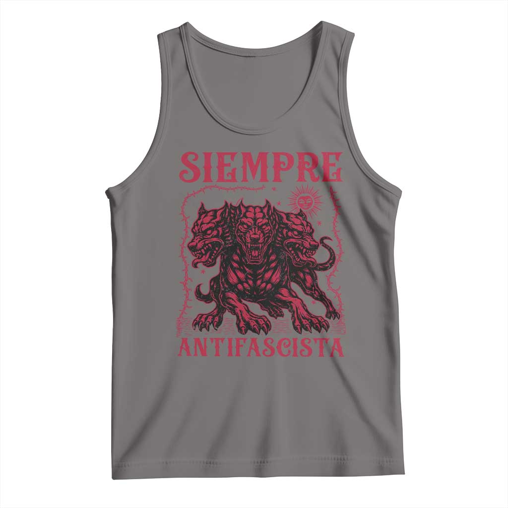 Siempre Antifascista Tank Top Anti Fascism Protest Vintage Hydra Dog TS11 Deep Heather Print Your Wear