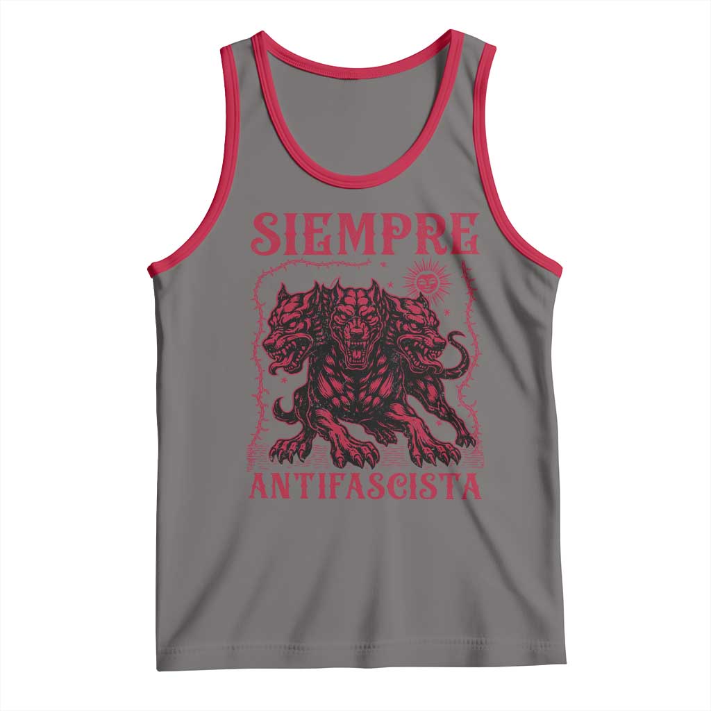 Siempre Antifascista Tank Top Anti Fascism Protest Vintage Hydra Dog TS11 Deep Heather Red Print Your Wear