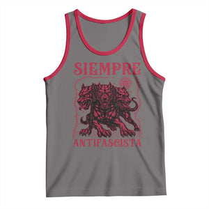 Siempre Antifascista Tank Top Anti Fascism Protest Vintage Hydra Dog TS11 Deep Heather Red Print Your Wear