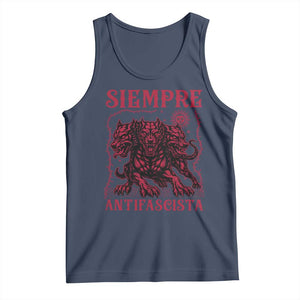 Siempre Antifascista Tank Top Anti Fascism Protest Vintage Hydra Dog TS11 Navy Print Your Wear