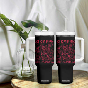 Siempre Antifascista Tumbler With Handle Anti Fascism Protest Vintage Hydra Dog TS11 Print Your Wear