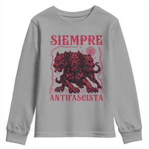 Siempre Antifascista Youth Sweatshirt Anti Fascism Protest Vintage Hydra Dog TS11 Sport Gray Print Your Wear