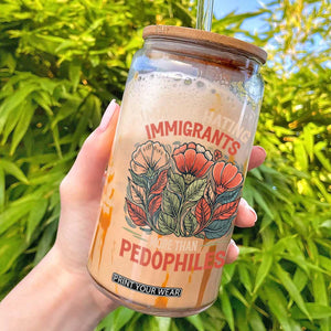 Imagine Hating Immigrants More Than Pedophiles Glass Can Political Satire Retro Floral TS11 Black Print Your Wear