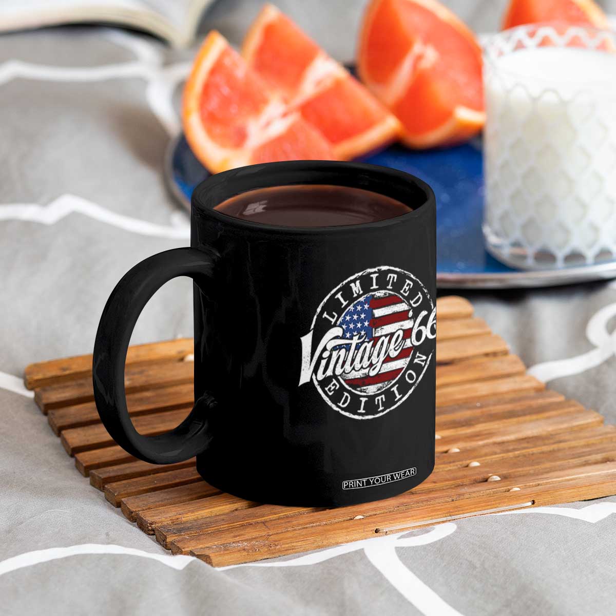 Funny 60th Birthday Coffee Mug Vintage 1966 Stamp 60 Years Old American Flag TS11 Print Your Wear
