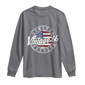 Funny 60th Birthday Long Sleeve Shirt Vintage 1966 Stamp 60 Years Old American Flag TS11 Charcoal Print Your Wear