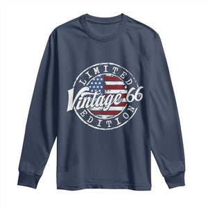 Funny 60th Birthday Long Sleeve Shirt Vintage 1966 Stamp 60 Years Old American Flag TS11 Navy Print Your Wear