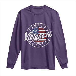 Funny 60th Birthday Long Sleeve Shirt Vintage 1966 Stamp 60 Years Old American Flag TS11 Purple Print Your Wear