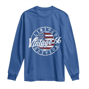 Funny 60th Birthday Long Sleeve Shirt Vintage 1966 Stamp 60 Years Old American Flag TS11 Royal Blue Print Your Wear