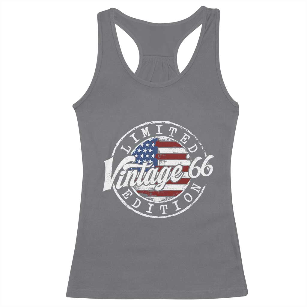 Funny 60th Birthday Racerback Tank Top Vintage 1966 Stamp 60 Years Old American Flag TS11 Charcoal Print Your Wear
