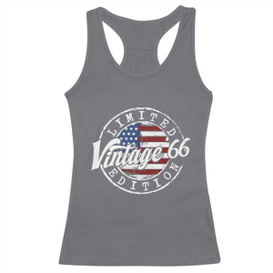 Funny 60th Birthday Racerback Tank Top Vintage 1966 Stamp 60 Years Old American Flag TS11 Charcoal Print Your Wear