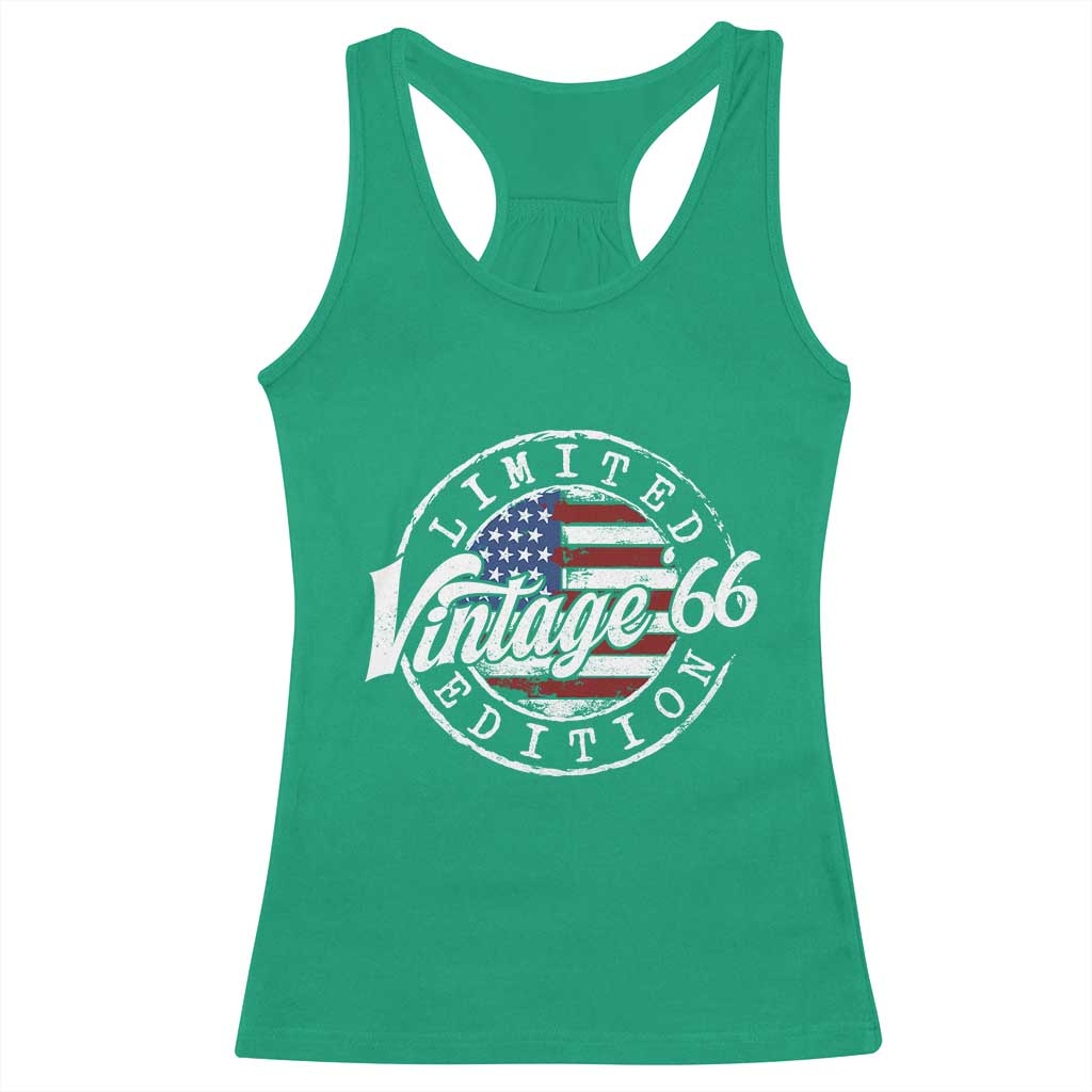 Funny 60th Birthday Racerback Tank Top Vintage 1966 Stamp 60 Years Old American Flag TS11 Irish Green Print Your Wear