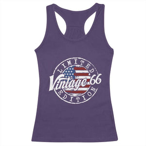 Funny 60th Birthday Racerback Tank Top Vintage 1966 Stamp 60 Years Old American Flag TS11 Purple Print Your Wear