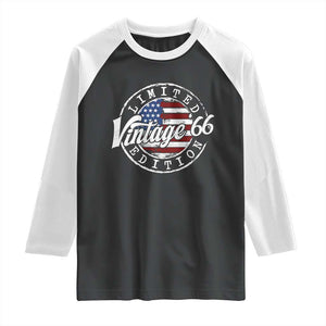 Funny 60th Birthday Raglan Shirt Vintage 1966 Stamp 60 Years Old American Flag TS11 Black White Print Your Wear