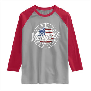 Funny 60th Birthday Raglan Shirt Vintage 1966 Stamp 60 Years Old American Flag TS11 Sport Gray Red Print Your Wear