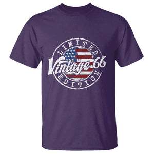 Funny 60th Birthday T Shirt - Vintage 1966 Stamp 60 Years Old American Flag Tee TS11 Purple Print Your Wear
