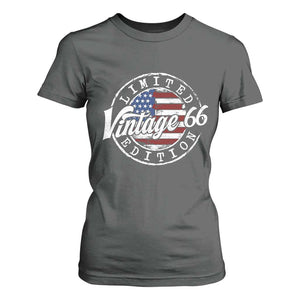 Funny 60th Birthday T Shirt For Women Vintage 1966 Stamp 60 Years Old American Flag TS11 Dark Heather Print Your Wear