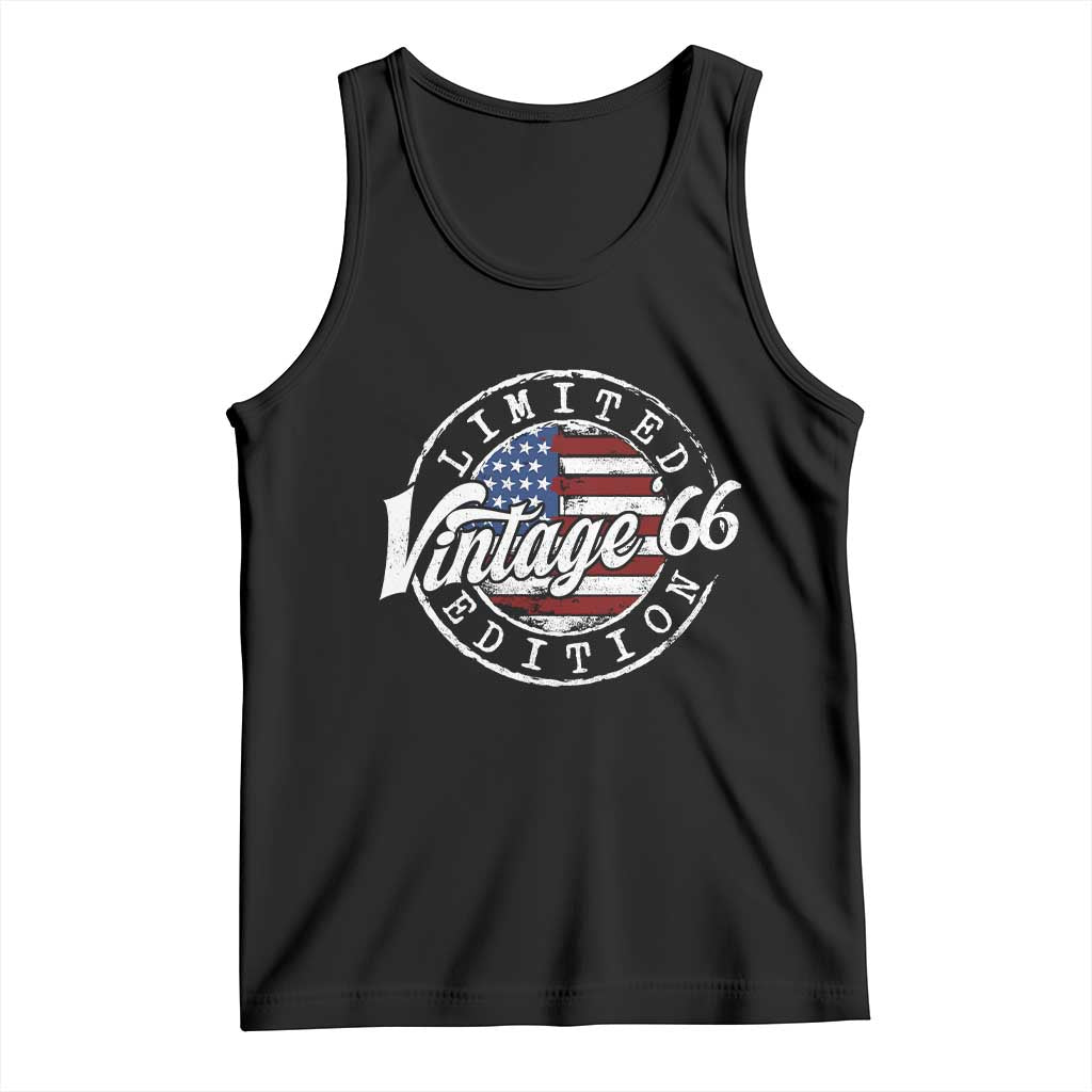Funny 60th Birthday Tank Top Vintage 1966 Stamp 60 Years Old American Flag TS11 Black Print Your Wear