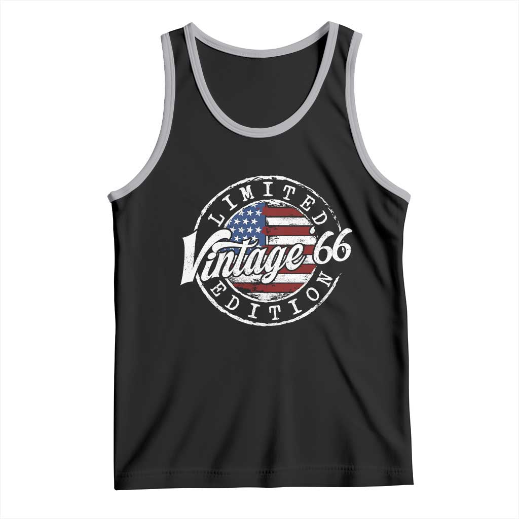 Funny 60th Birthday Tank Top Vintage 1966 Stamp 60 Years Old American Flag TS11 Black Athletic Heather Print Your Wear