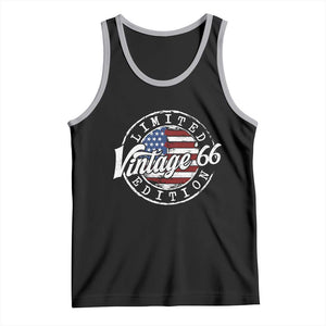 Funny 60th Birthday Tank Top Vintage 1966 Stamp 60 Years Old American Flag TS11 Black Athletic Heather Print Your Wear