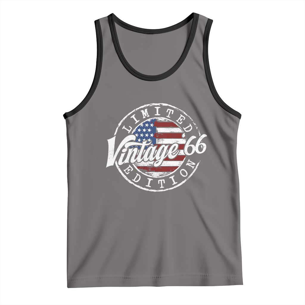 Funny 60th Birthday Tank Top Vintage 1966 Stamp 60 Years Old American Flag TS11 Deep Heather Black Print Your Wear