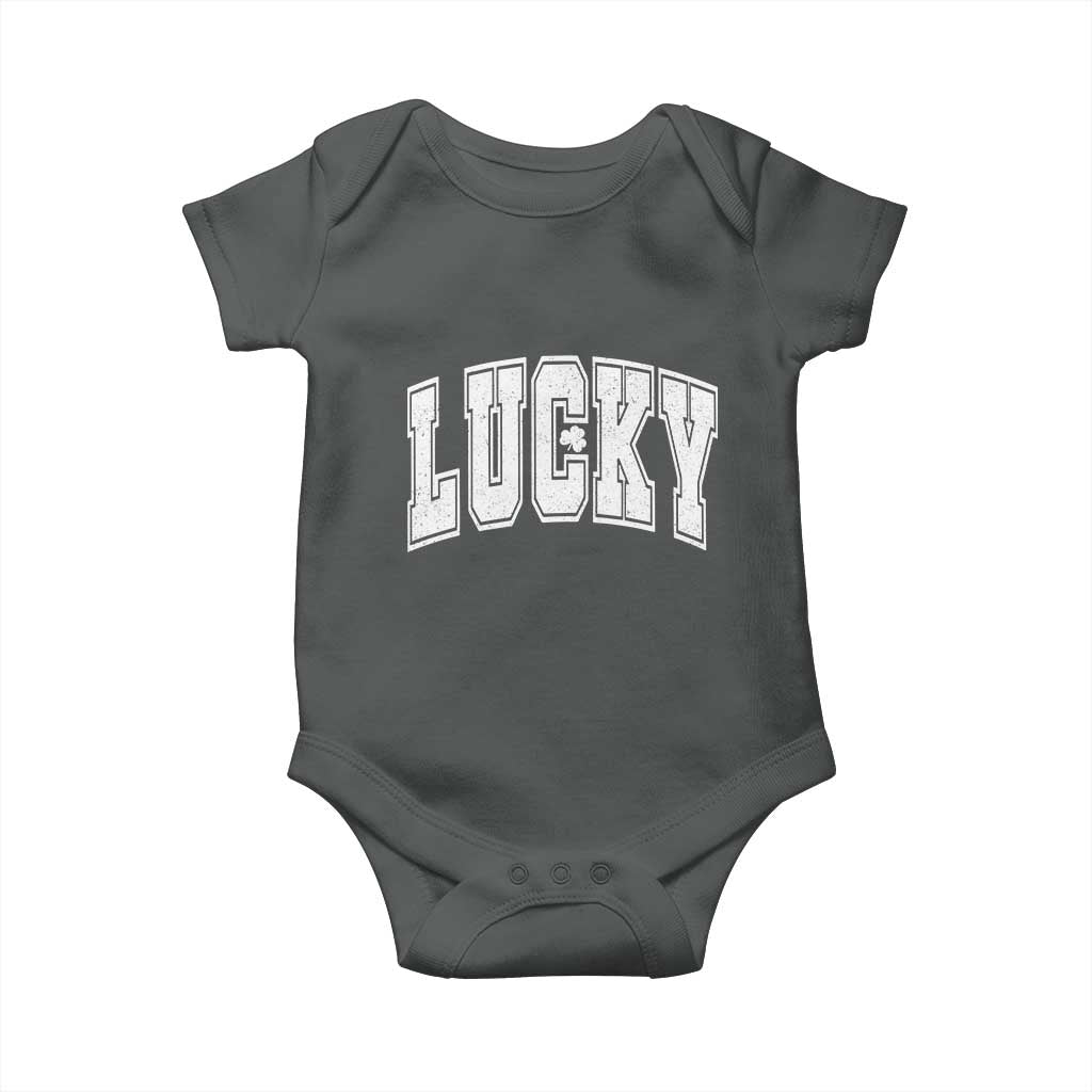Vintage Lucky Shamrock Clover St Patricks Day Baby Onesie TS11 Dark Heather Print Your Wear