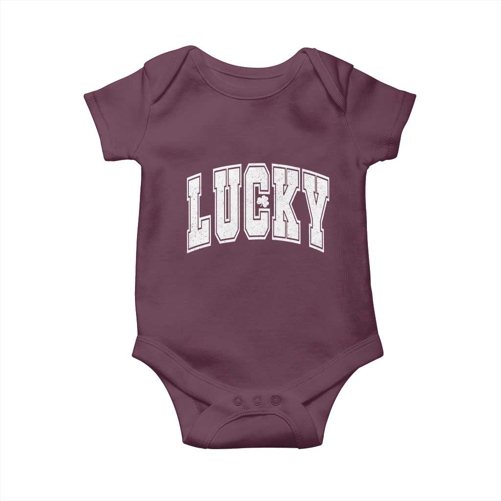Vintage Lucky Shamrock Clover St Patricks Day Baby Onesie TS11 Maroon Print Your Wear