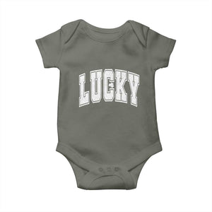 Vintage Lucky Shamrock Clover St Patricks Day Baby Onesie TS11 Military Green Print Your Wear
