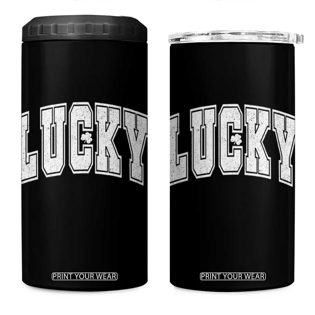 Vintage Lucky Shamrock Clover St Patricks Day 4 in 1 Can Cooler Tumbler TS11 One Size: 16 oz Black Print Your Wear
