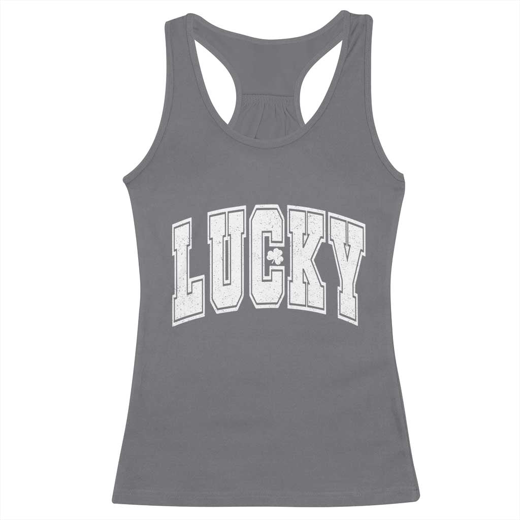 Vintage Lucky Shamrock Clover St Patricks Day Racerback Tank Top TS11 Charcoal Print Your Wear