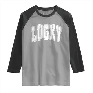 Vintage Lucky Shamrock Clover St Patricks Day Raglan Shirt TS11 Sport Gray Black Print Your Wear