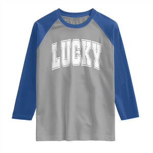 Vintage Lucky Shamrock Clover St Patricks Day Raglan Shirt TS11 Sport Gray Royal Print Your Wear