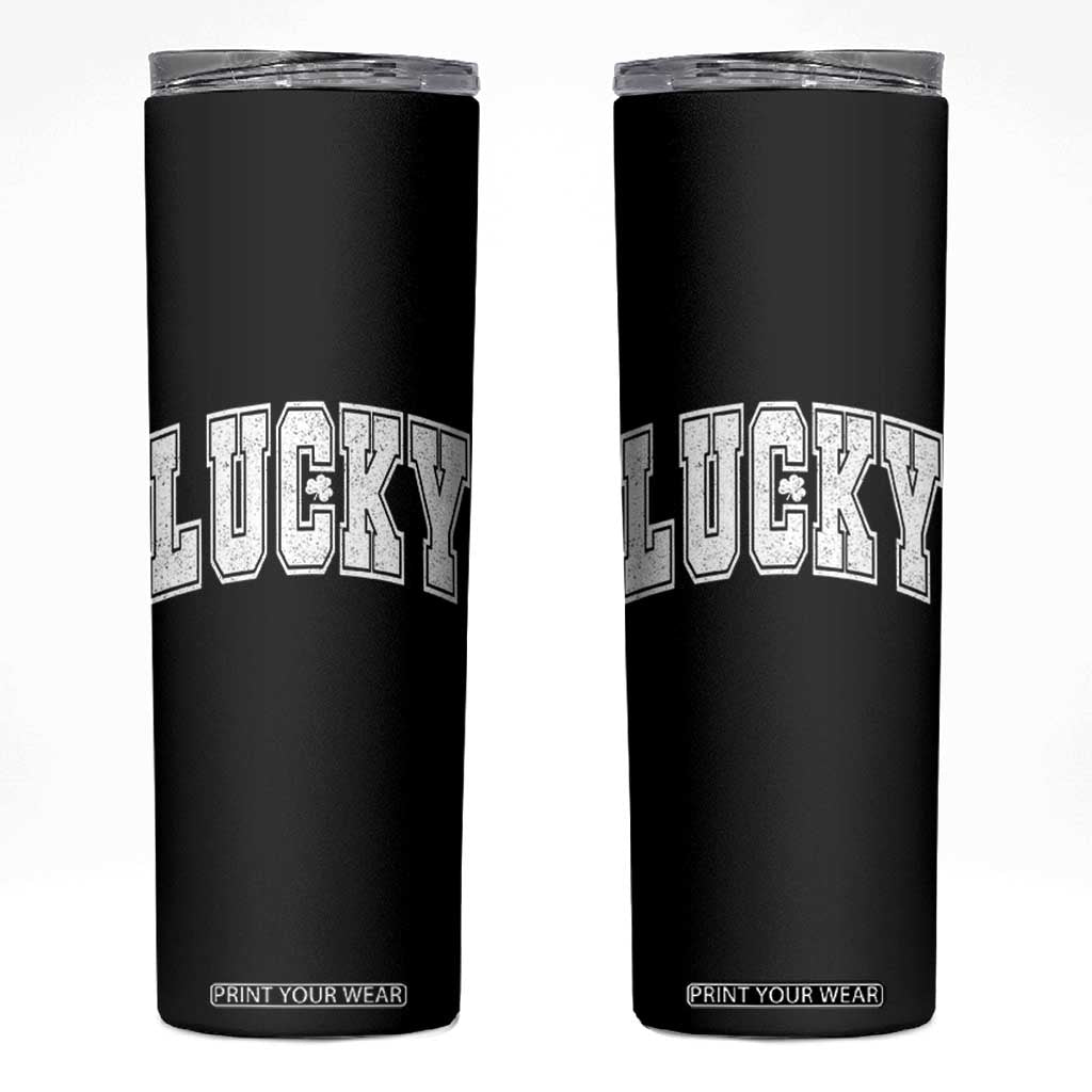 Vintage Lucky Shamrock Clover St Patricks Day Skinny Tumbler TS11 Black Print Your Wear