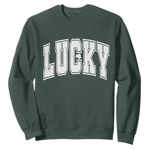 Vintage Lucky Shamrock Clover St Patricks Day Sweatshirt TS11 Dark Forest Green Print Your Wear