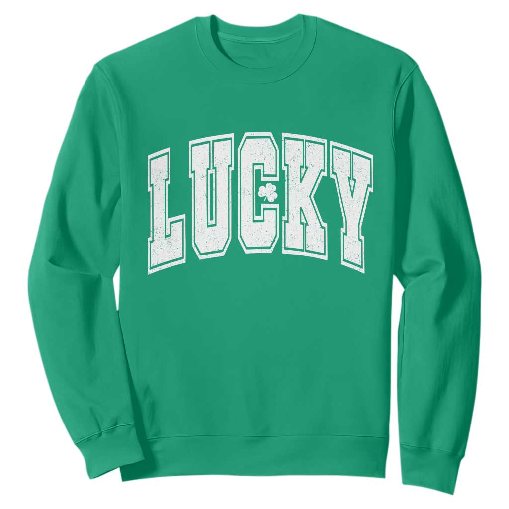 Vintage Lucky Shamrock Clover St Patricks Day Sweatshirt TS11 Irish Green Print Your Wear