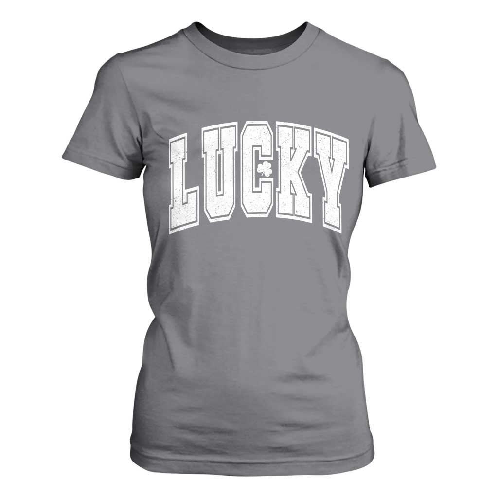 Vintage Lucky Shamrock Clover St Patricks Day T Shirt For Women TS11 Charcoal Print Your Wear