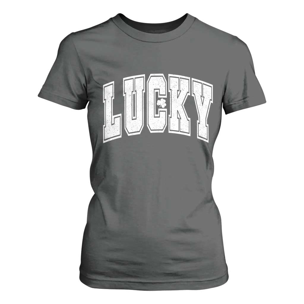 Vintage Lucky Shamrock Clover St Patricks Day T Shirt For Women TS11 Dark Heather Print Your Wear