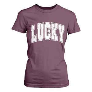 Vintage Lucky Shamrock Clover St Patricks Day T Shirt For Women TS11 Maroon Print Your Wear