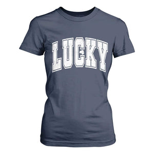 Vintage Lucky Shamrock Clover St Patricks Day T Shirt For Women TS11 Navy Print Your Wear