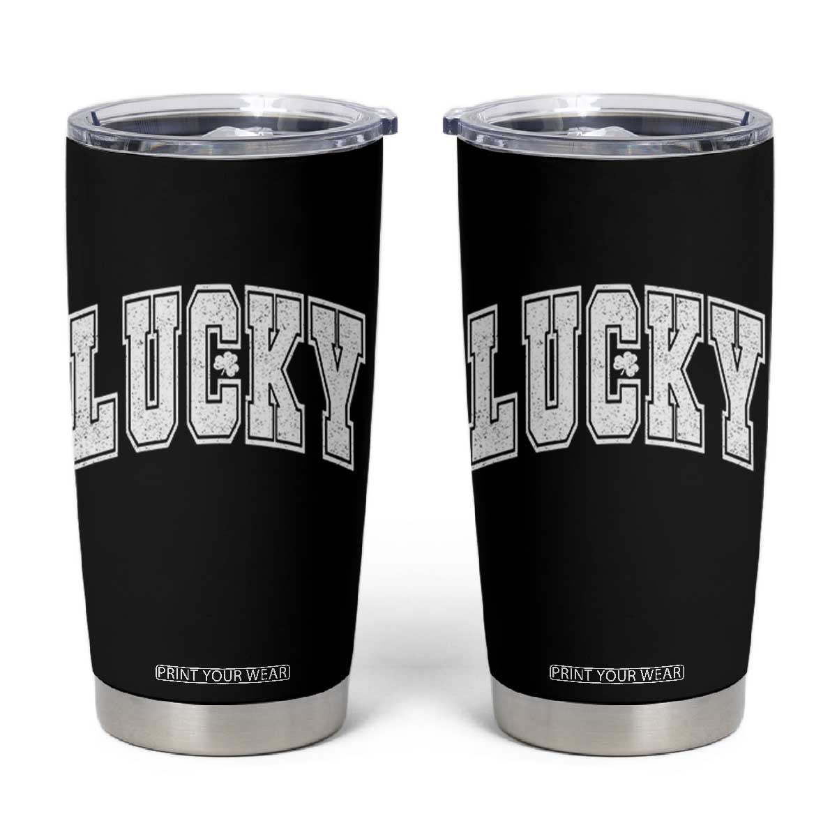 Vintage Lucky Shamrock Clover St Patricks Day Tumbler Cup TS11 Black Print Your Wear