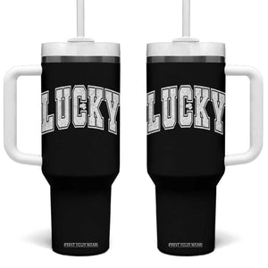 Vintage Lucky Shamrock Clover St Patricks Day Tumbler With Handle TS11 One Size: 40 oz Black Print Your Wear