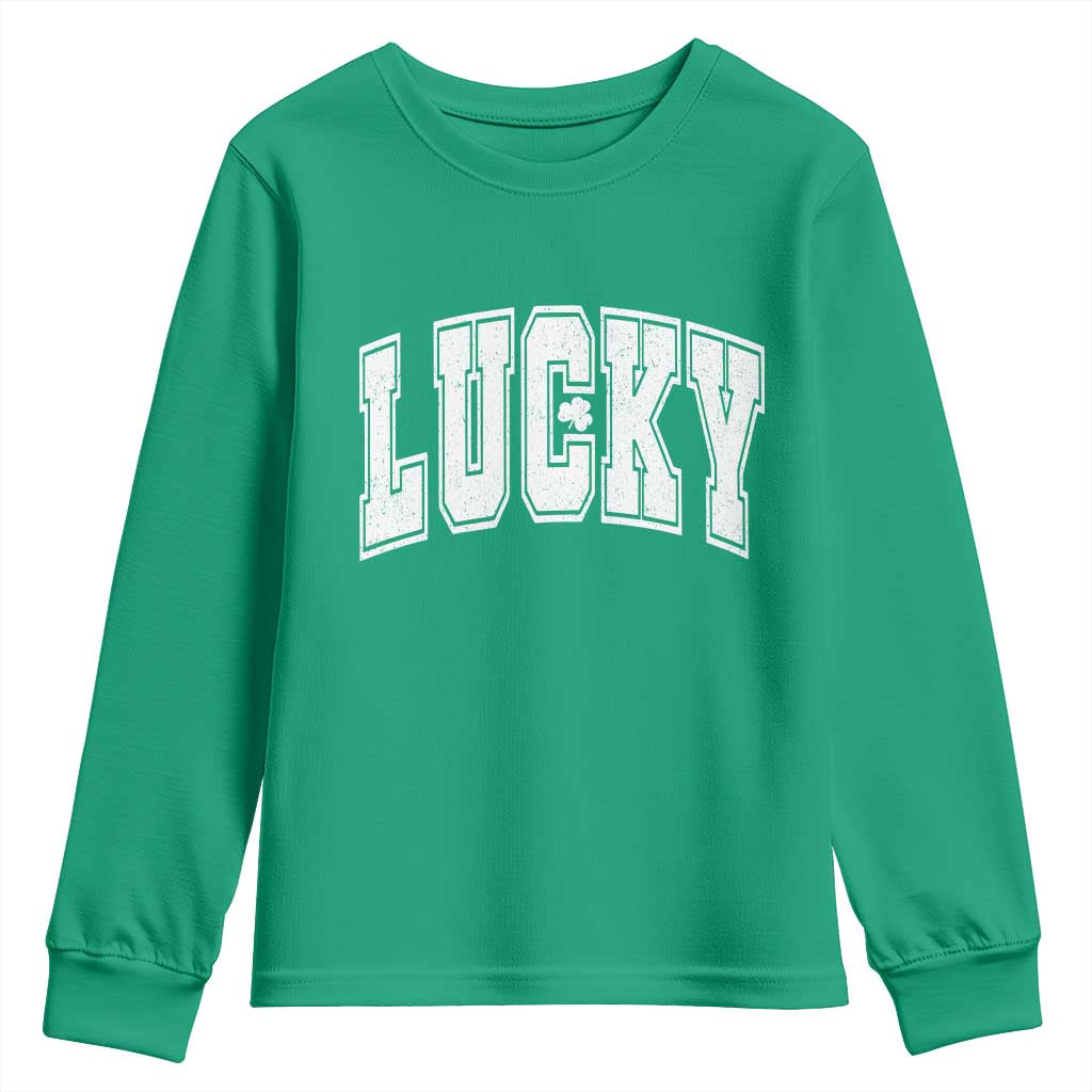 Vintage Lucky Shamrock Clover St Patricks Day Youth Sweatshirt TS11 Irish Green Print Your Wear