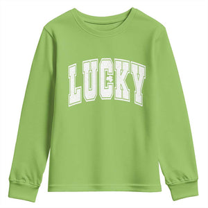 Vintage Lucky Shamrock Clover St Patricks Day Youth Sweatshirt TS11 Lime Print Your Wear