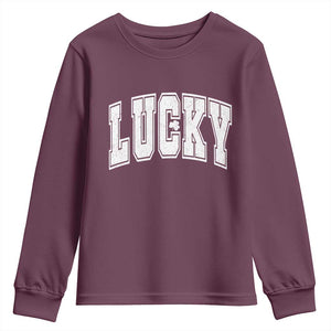 Vintage Lucky Shamrock Clover St Patricks Day Youth Sweatshirt TS11 Maroon Print Your Wear