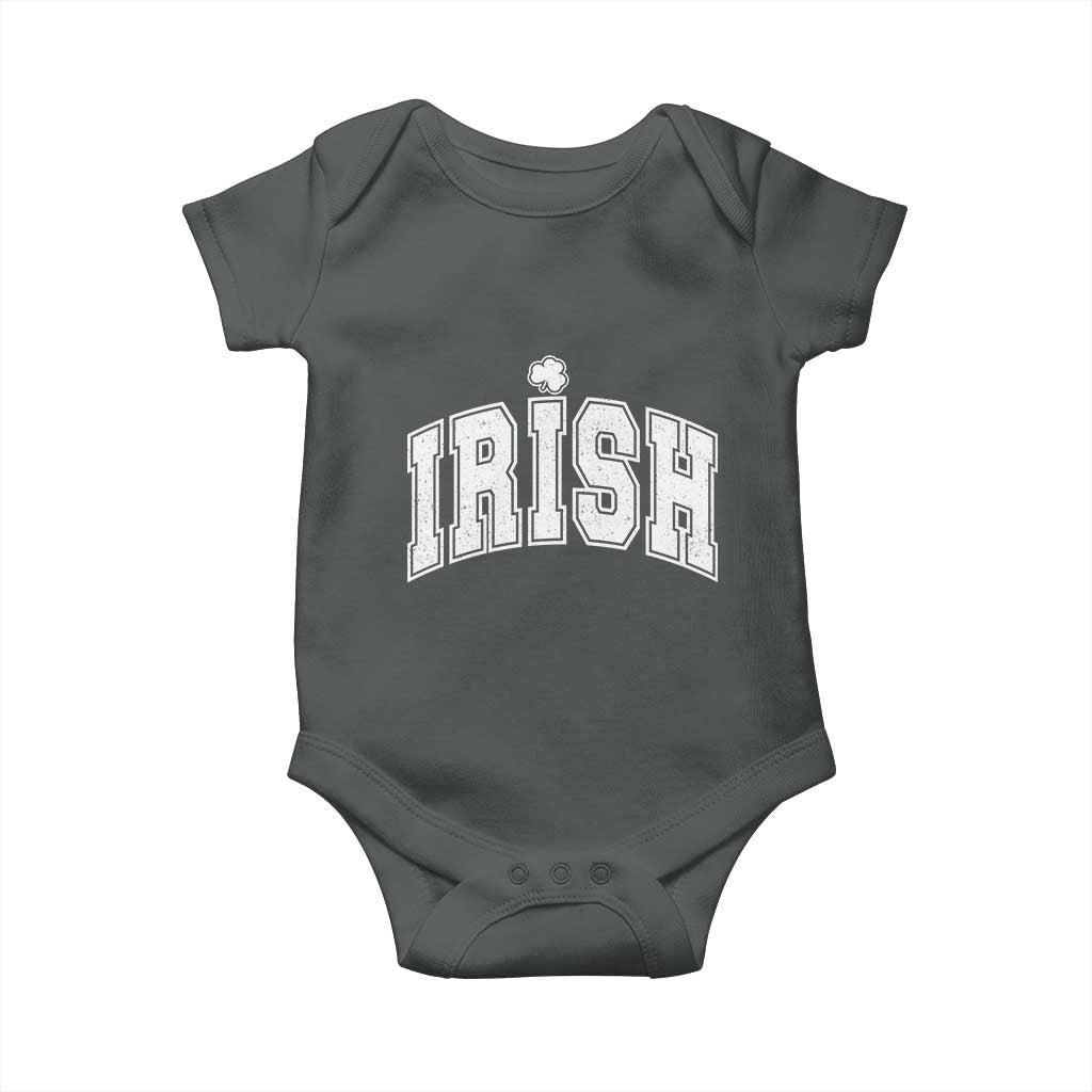 Funny Irish St Patricks Day Distressed Shamrock Ireland Pride Baby Onesie TS11 Dark Heather Print Your Wear