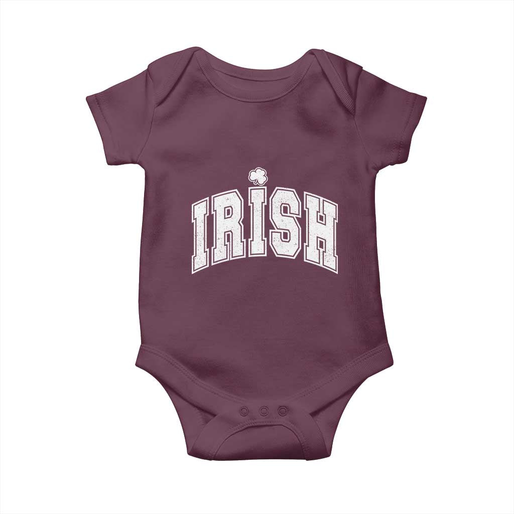 Funny Irish St Patricks Day Distressed Shamrock Ireland Pride Baby Onesie TS11 Maroon Print Your Wear