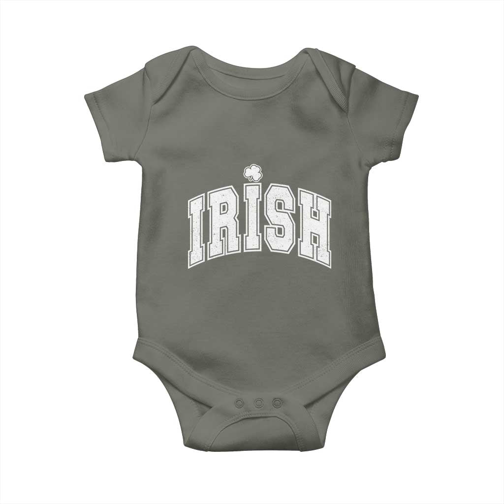 Funny Irish St Patricks Day Distressed Shamrock Ireland Pride Baby Onesie TS11 Military Green Print Your Wear
